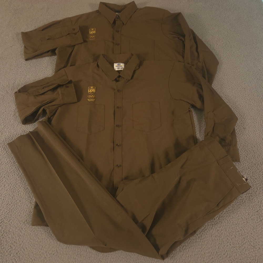 VTG LOT OF 3 Riverside Shirt Pants Mens 2XL 38x36 Brown UPS Straight Leg Uniform